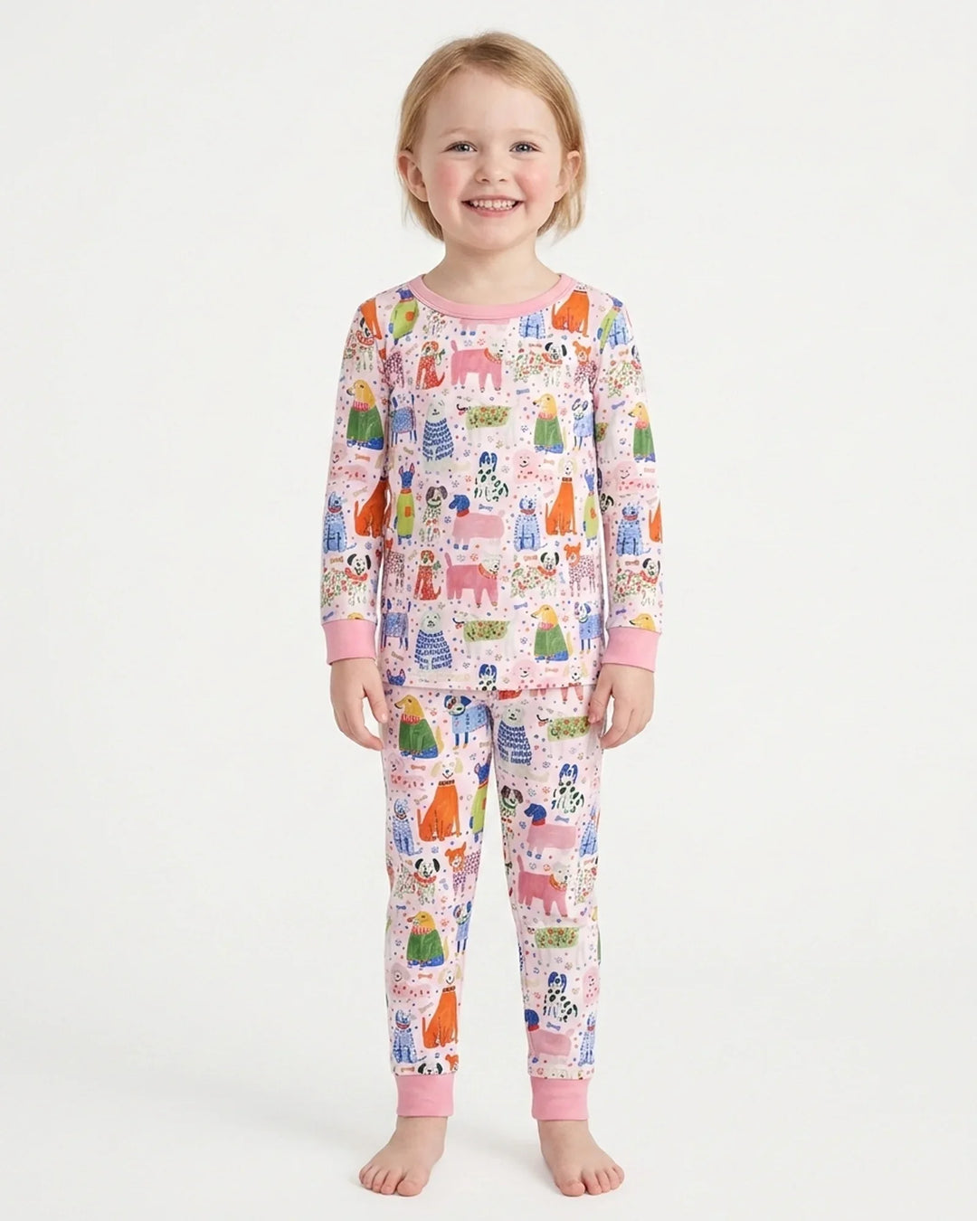 Whimsical Puppy Bamboo Two Piece Long Sleeve Pajama Set