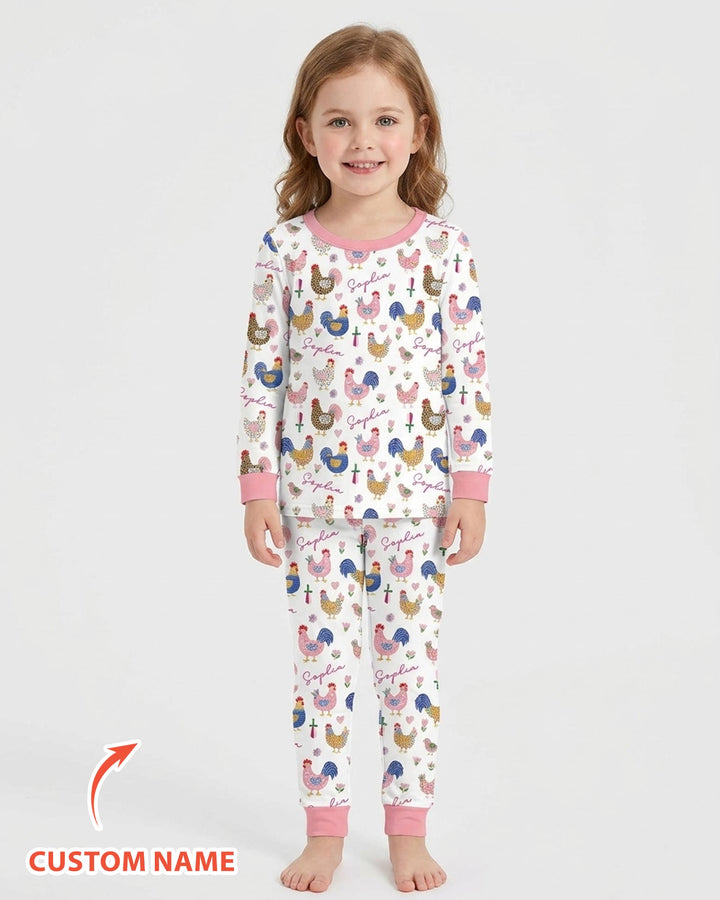 Cluck And Cozy Bamboo Two Piece Long Sleeve Pajama Set