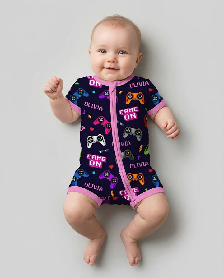 Custom Name Game On Family Matching Bamboo Shorty Zippy