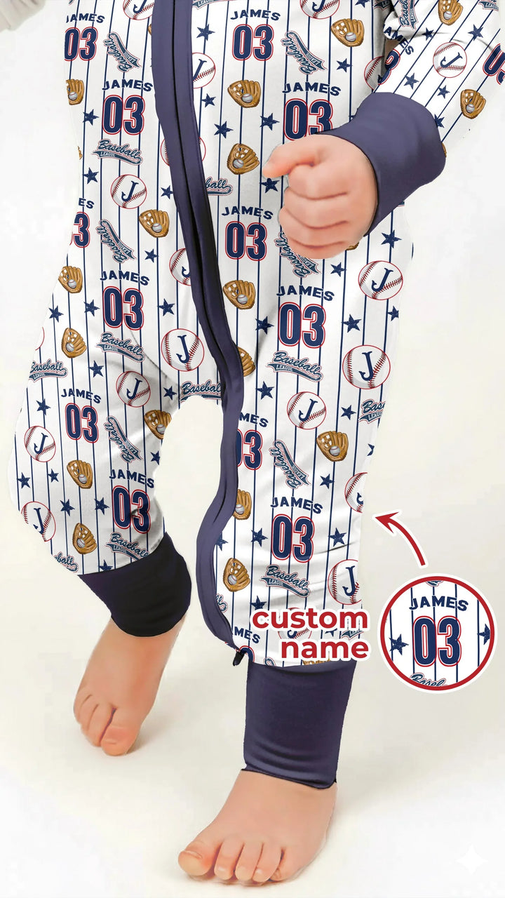Custom Name Baseball Time Bamboo Convertible Zippy