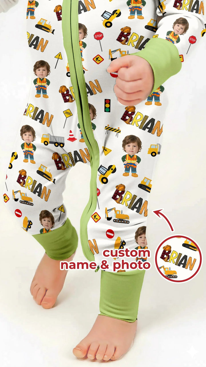 Custom Photo Doodle Little Builder Bamboo Convertible Zippy