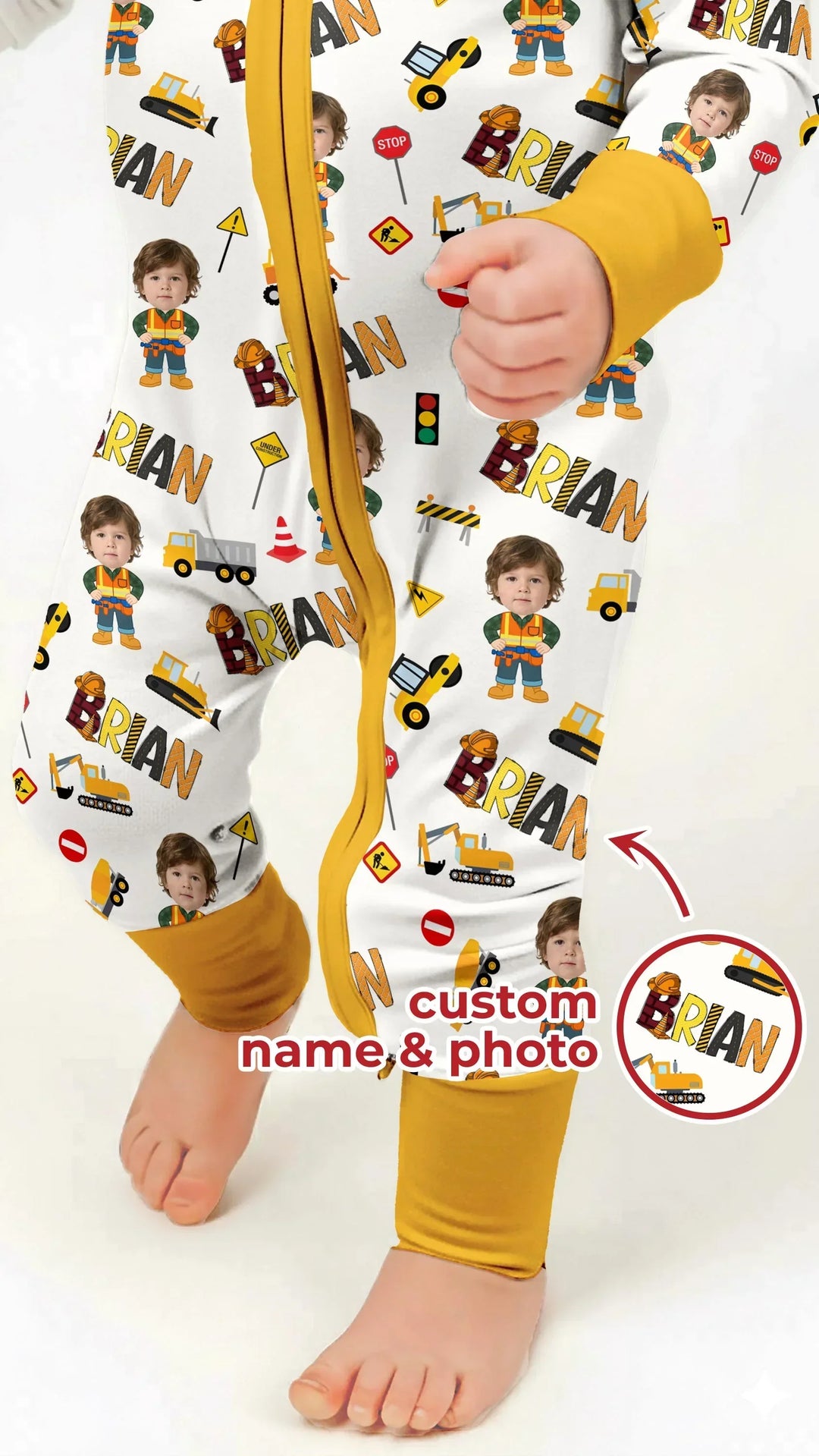 Custom Photo Doodle Little Builder Bamboo Convertible Zippy