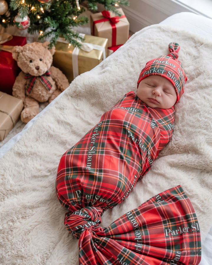 Merry Little Plaid Bamboo Swaddle Blanket