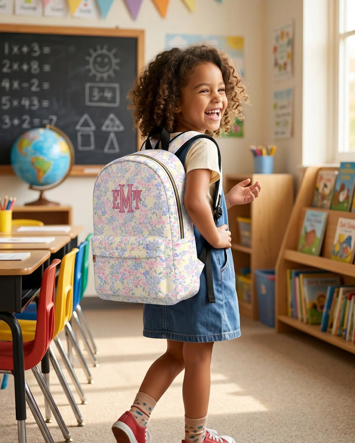 Custom Monogram Text Embroidered Backpack