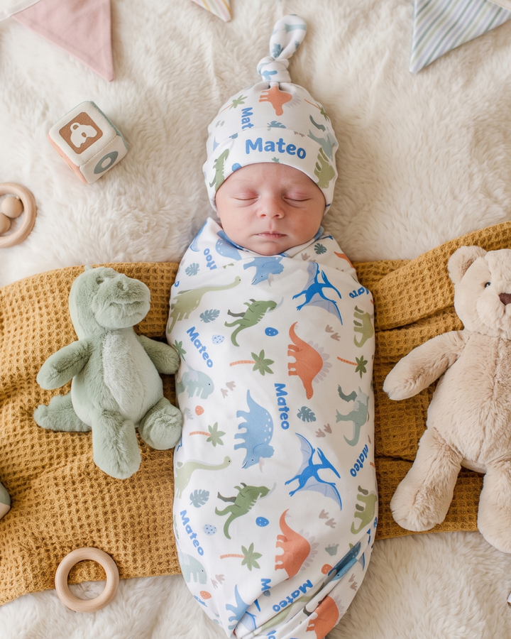 Dreamy Dino Pals Bamboo Swaddle Blanket