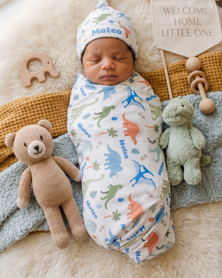 Dreamy Dino Pals Bamboo Swaddle Blanket