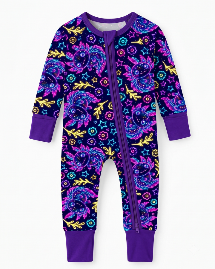 Neon Axolotl Bamboo Convertible Zippy