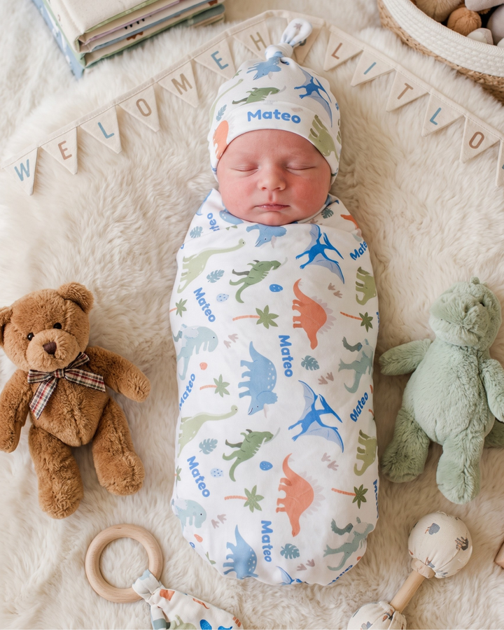 Dreamy Dino Pals Bamboo Swaddle Blanket