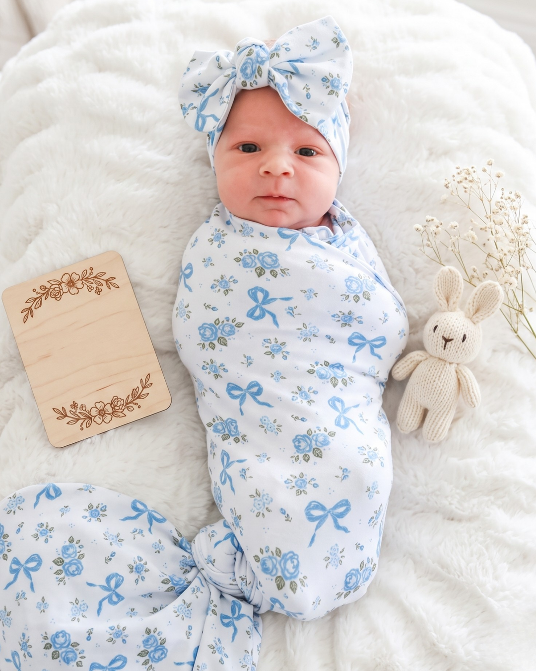 Blue Ribbon Baby Flower Bamboo Swaddle Blanket