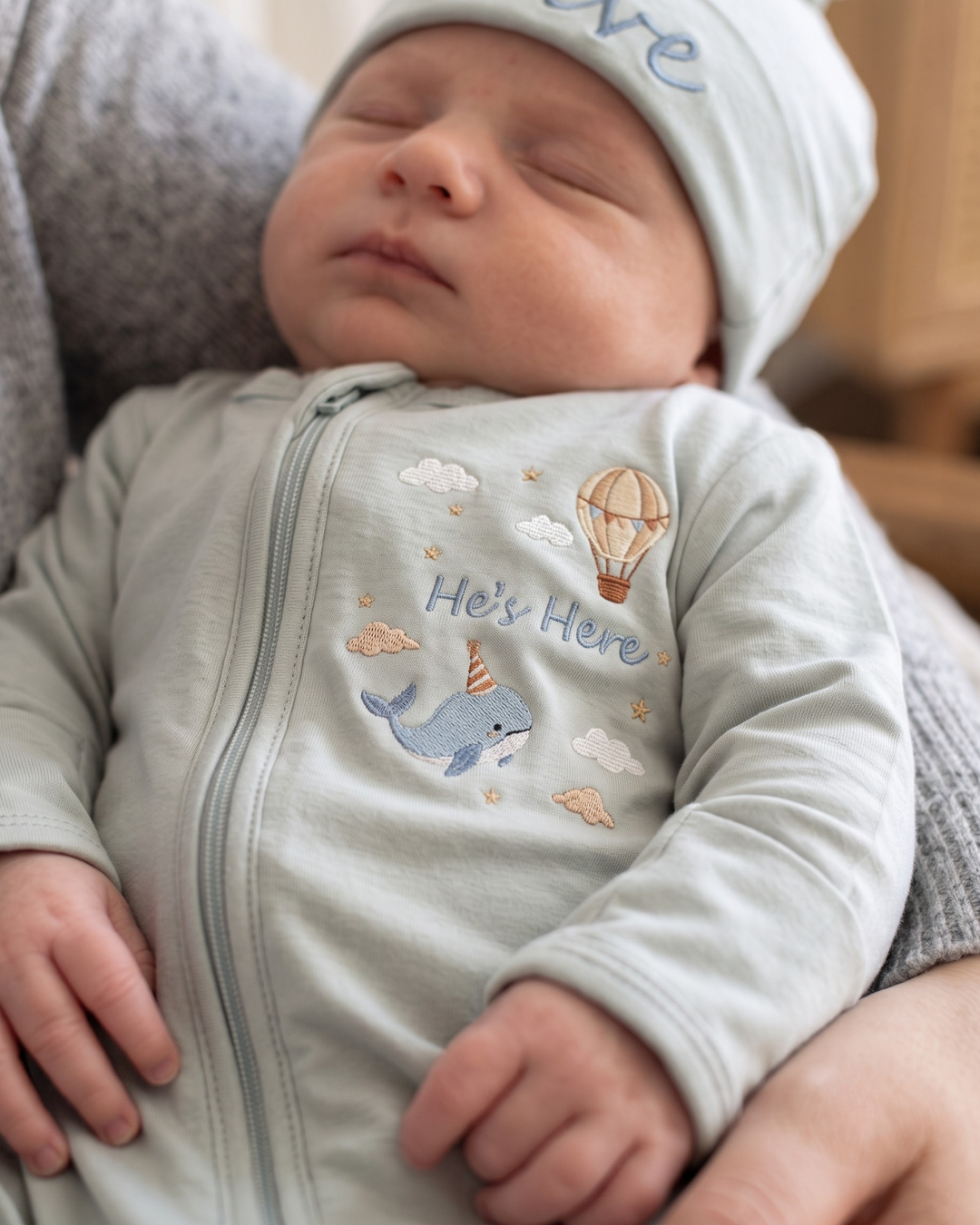 Custom Name Dream Whale Embroidered Bamboo Hat