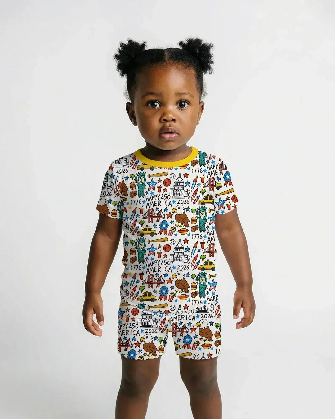 Doodle America 250th Anniversary Family Bamboo Two Piece Short Sleeve Shorts Pajama Set