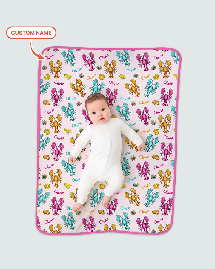 Custom Name Crawfish Crew Bamboo Blanket