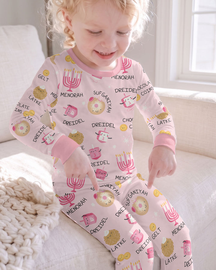 Family Hanukkah Matching Bamboo Two Piece Long Sleeve Pajama Set