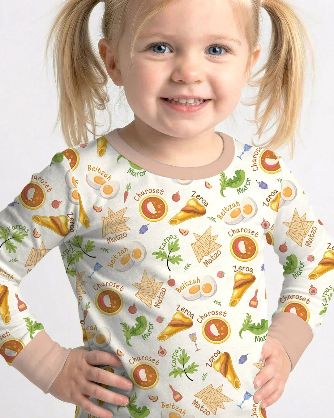 Happy Passover Family Matching Bamboo Two Piece Long Sleeve Pajama Set