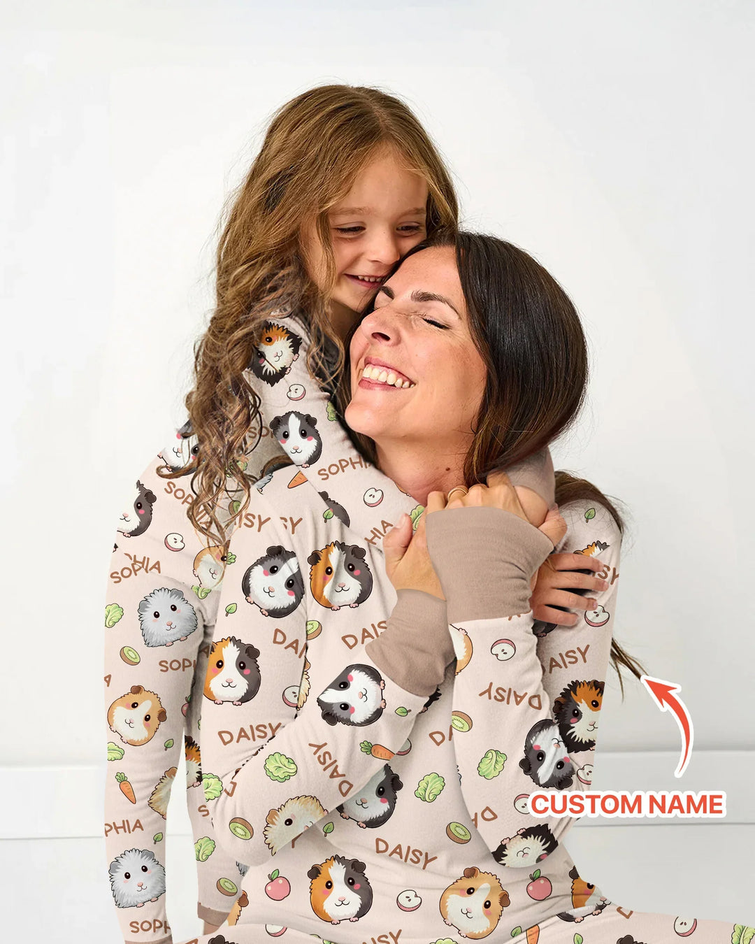 Custom Name Cute Guinea Pigs Bamboo Women Pajama Set