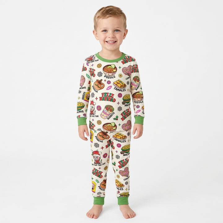 Mexican Christmas Feliz Navidad Bamboo Two Piece Long Sleeve Pajama Set
