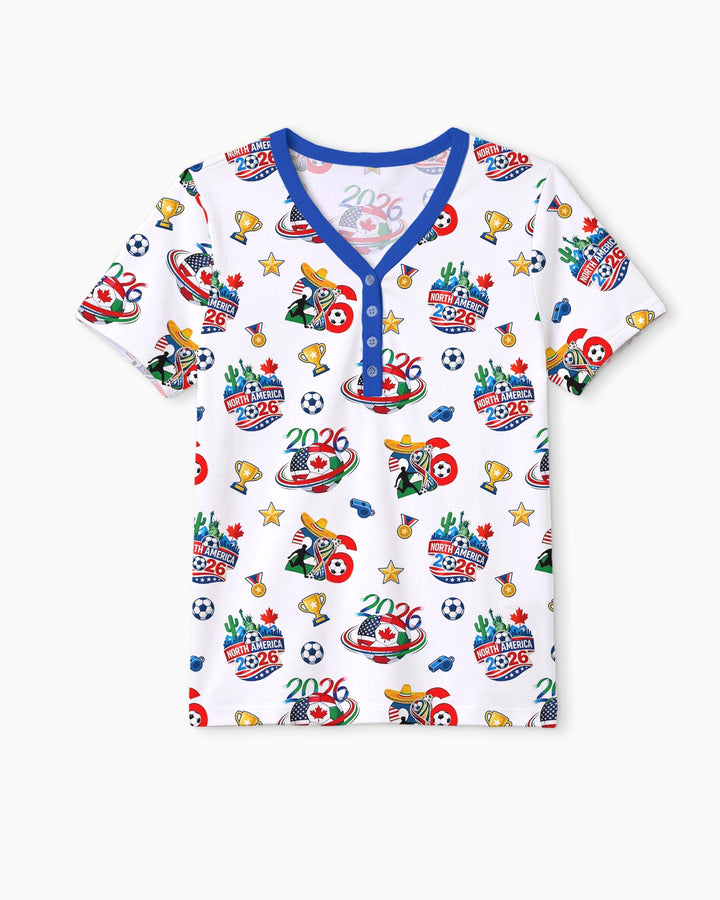 World Soccer North America 2026 Family Matching Bamboo Women Short Sleeve Short Pajama Set