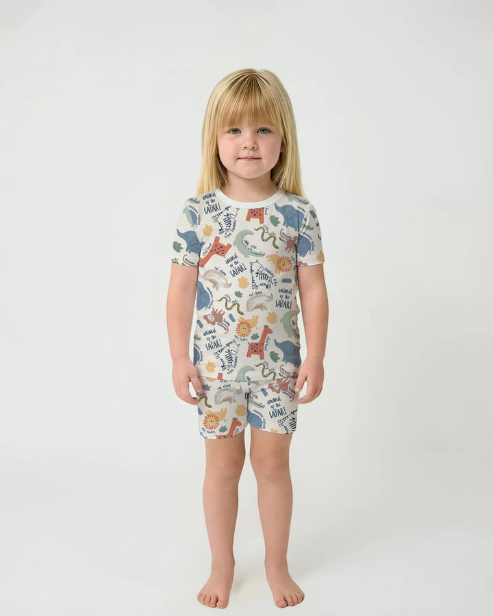 Funny African Animals Bamboo Two Piece Short Sleeve Shorts Pajama Set
