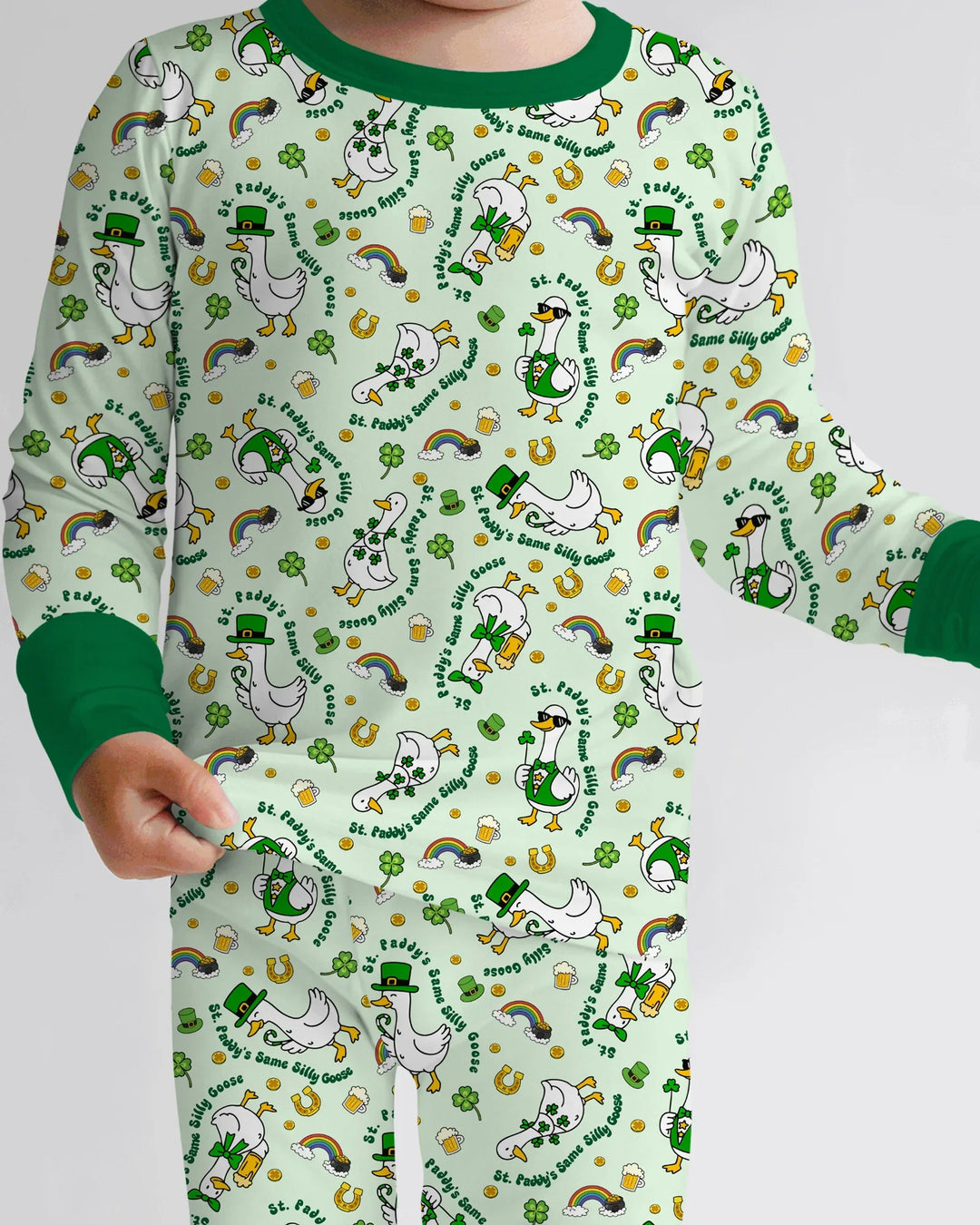 St. Patrick's Day Silly Goose Bamboo Two Piece Long Sleeve Pajama Set