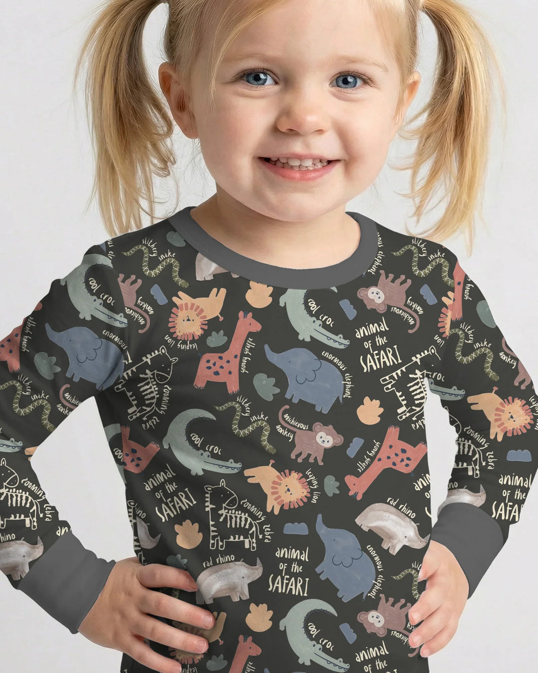 Funny African Animals Bamboo Two Piece Long Sleeve Pajama Set