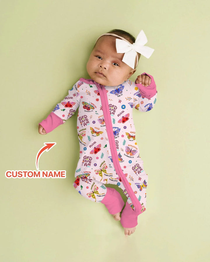 Custom Name God says I am Butterfly Bamboo Convertible Zippy