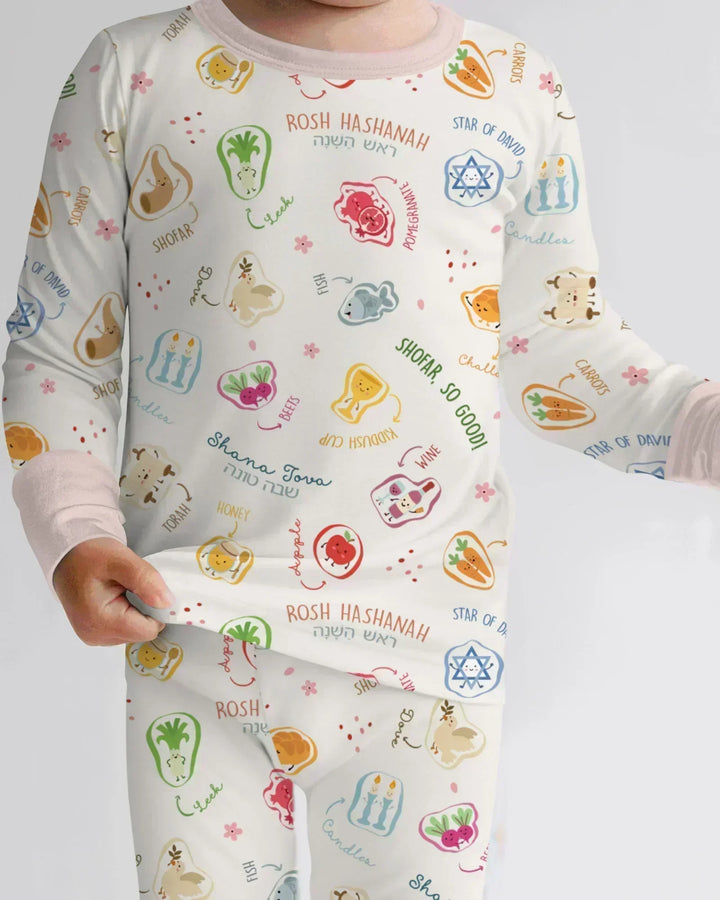Happy Rosh Hashanah Bamboo Two Piece Long Sleeve Pajama Set