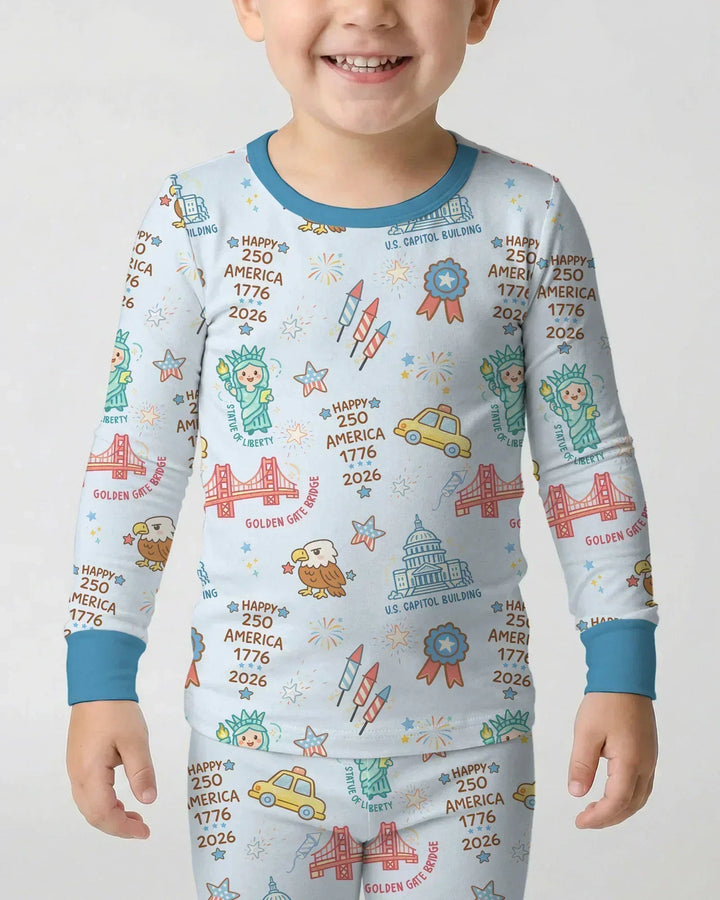 250 Years Of Freedom Bamboo Two Piece Long Sleeve Pajama Set
