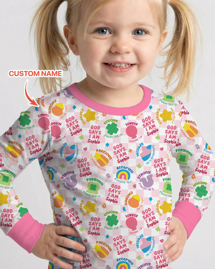 God Says I Am St. Patrick’s Day Custom Name Family Matching Bamboo Two Piece Long Sleeve Pajama Set