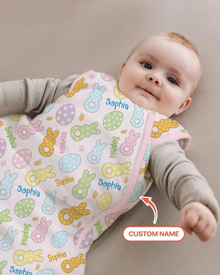 Custom Name Spring Pastel Easter Bamboo Sleep Bag