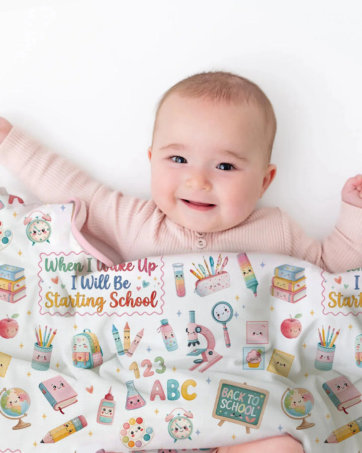 When I Wake Up I Will Be Starting School Bamboo Blanket