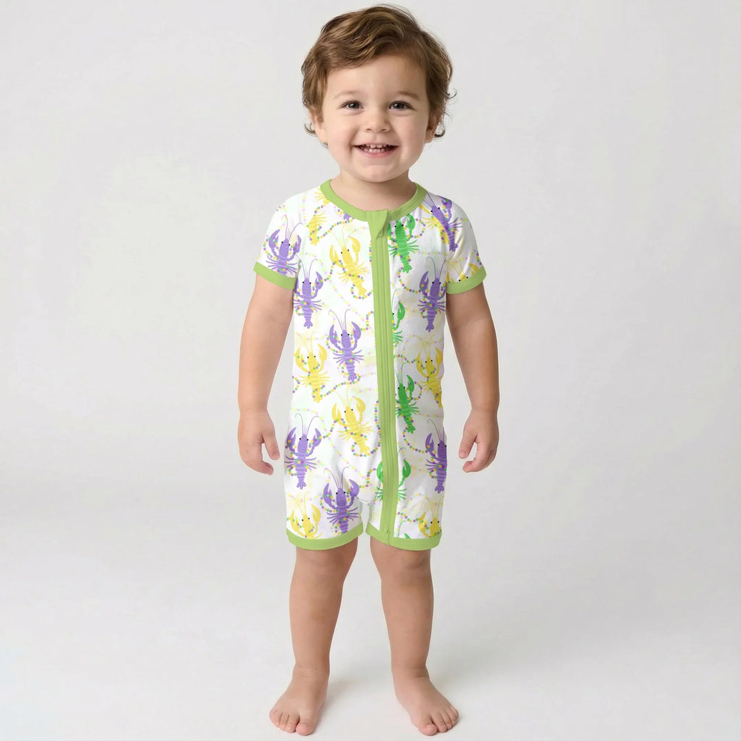 Mardi Gras Crawfish Family Matching Bamboo Shorty Zippy