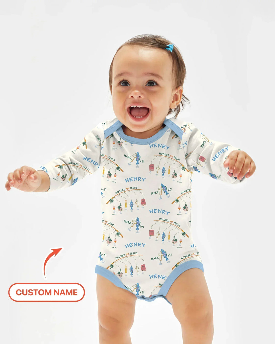 Hooked On Jesus Fishing Matching Bamboo Bodysuit