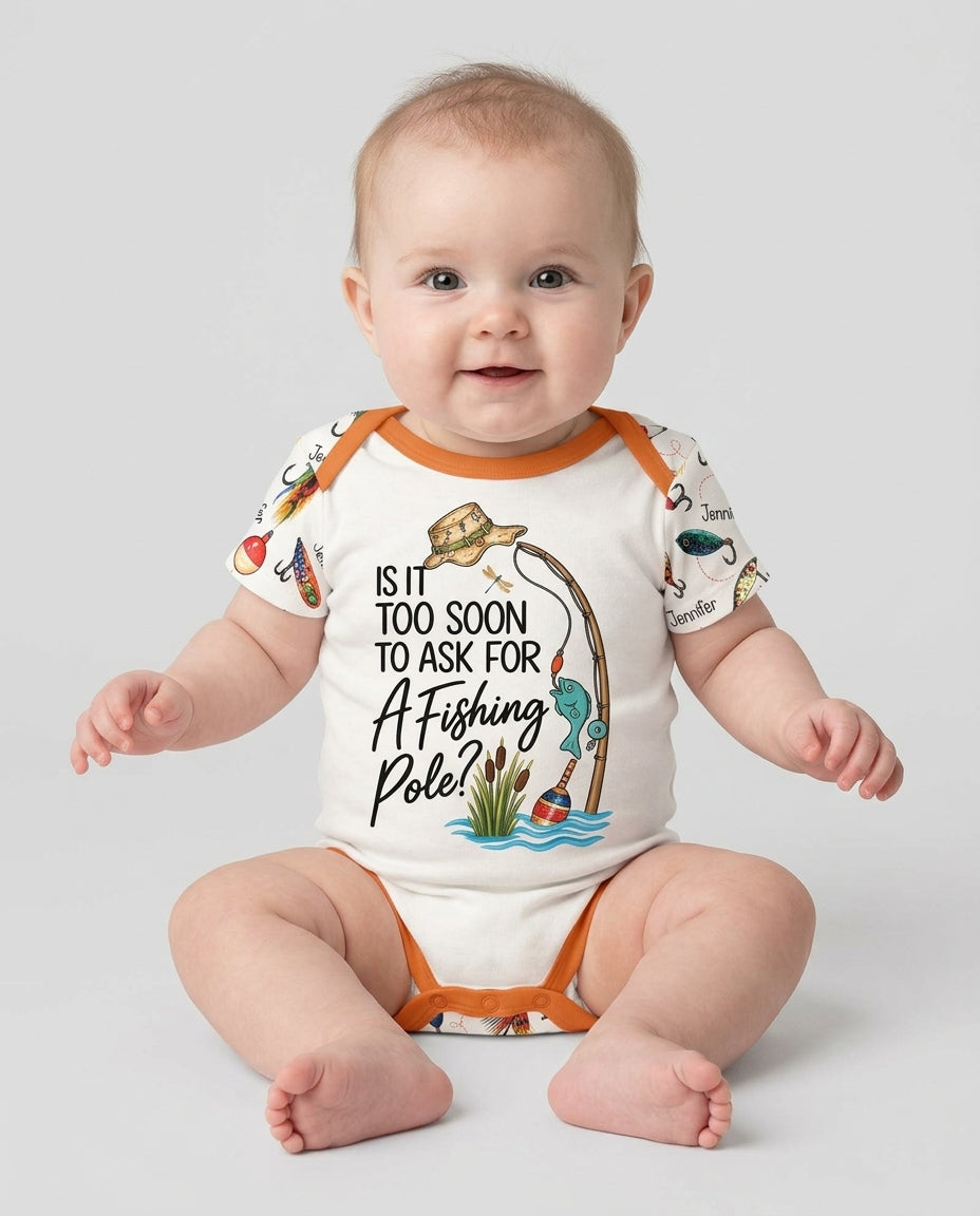 Custom Name Is It Too Soon to Ask for a Fishing Pole Bamboo Bodysuit
