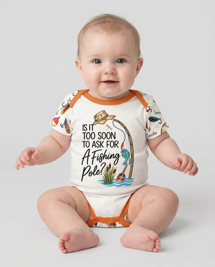 Custom Name Is It Too Soon to Ask for a Fishing Pole Bamboo Bodysuit
