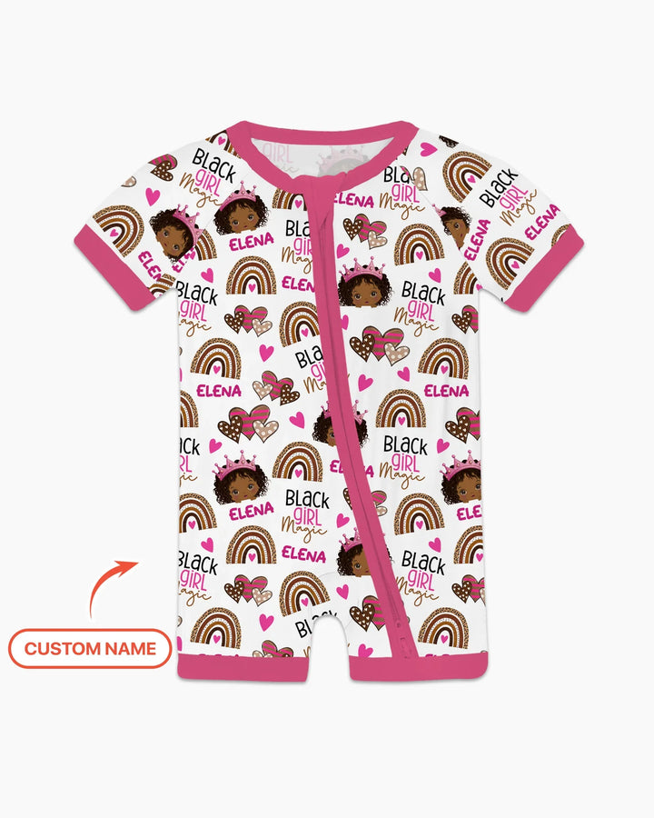 Custom Name Black Girl Magic Bamboo Shorty Zippy