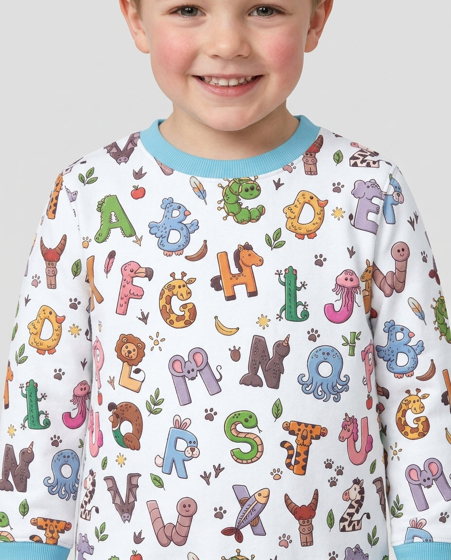 Animals Alphabet Bamboo Crewneck Sweatshirt