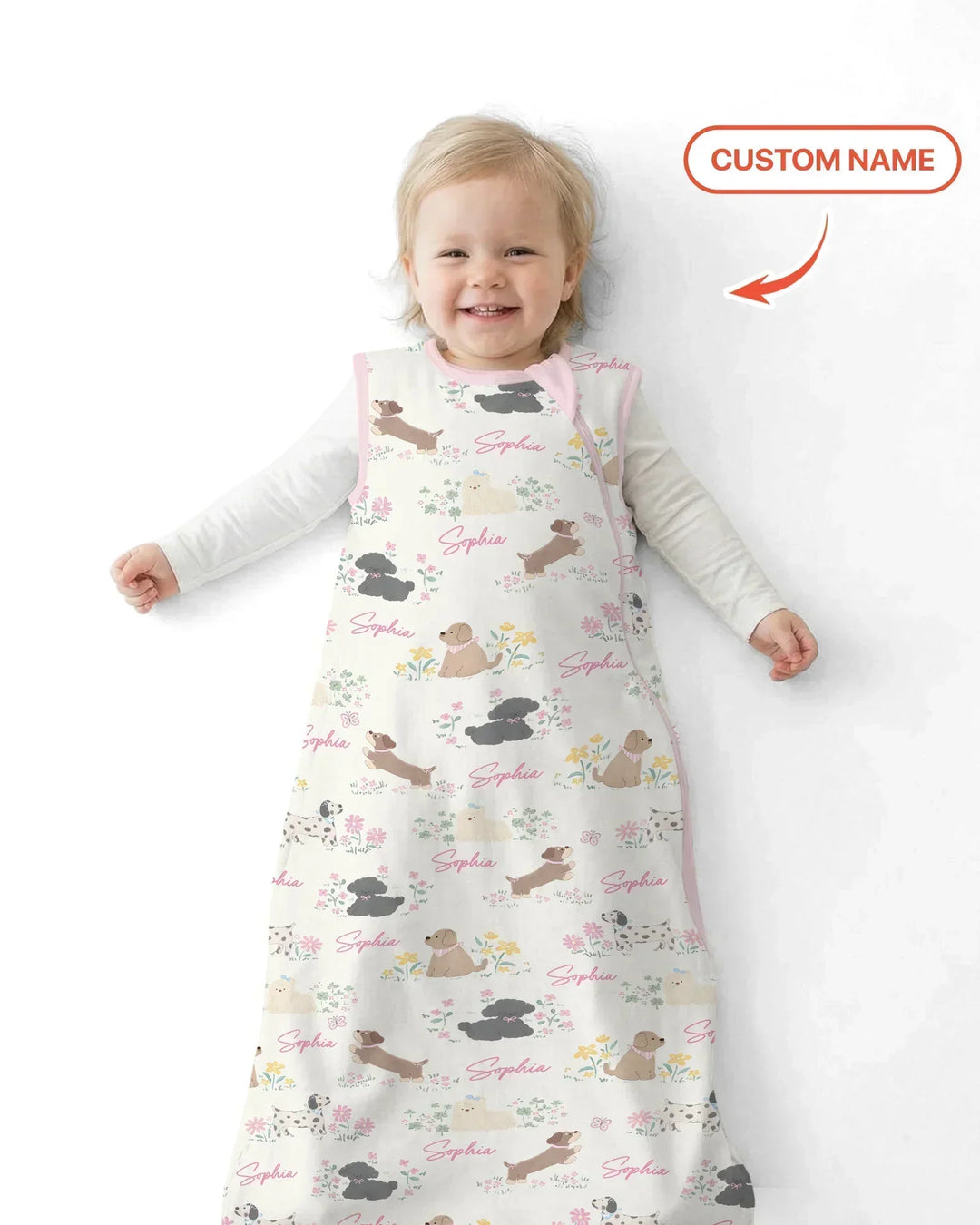 Custom Name Flower Dogs Bamboo Sleep Bag