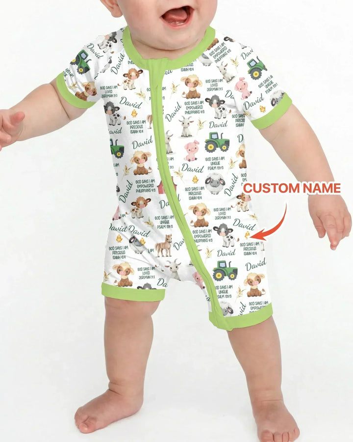Custom Name God Says I Am Farm Animals Bamboo Shorty Zippy