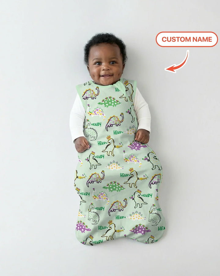 Custom Name Mardi Gras Saurus Bamboo Sleep Bag