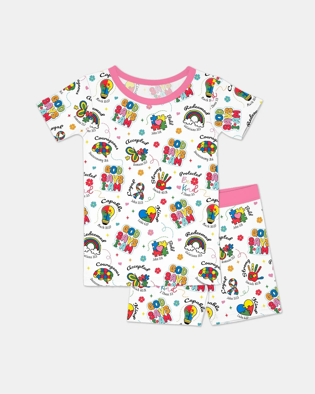 God Says I am Different Bamboo Two Piece Short Sleeve Shorts Pajama Set