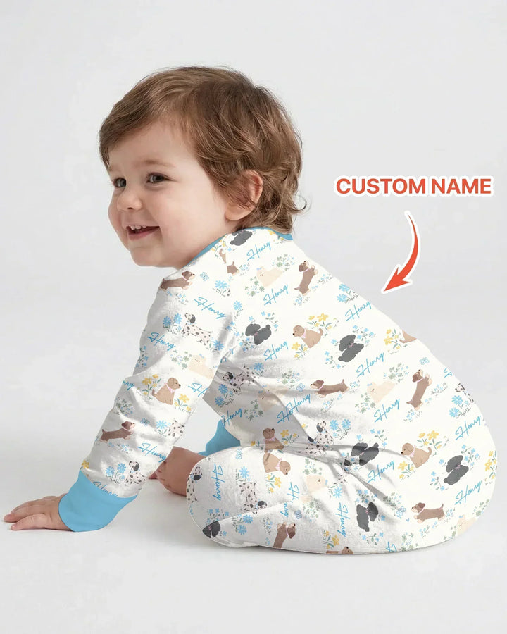 Custom Name Flower Dogs Bamboo Convertible Zippy