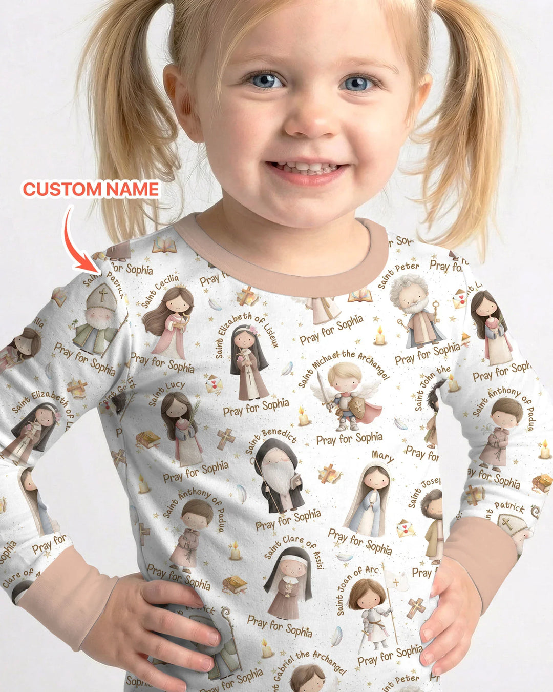Pray For Me Custom Name Bamboo Two Piece Long Sleeve Pajama Set