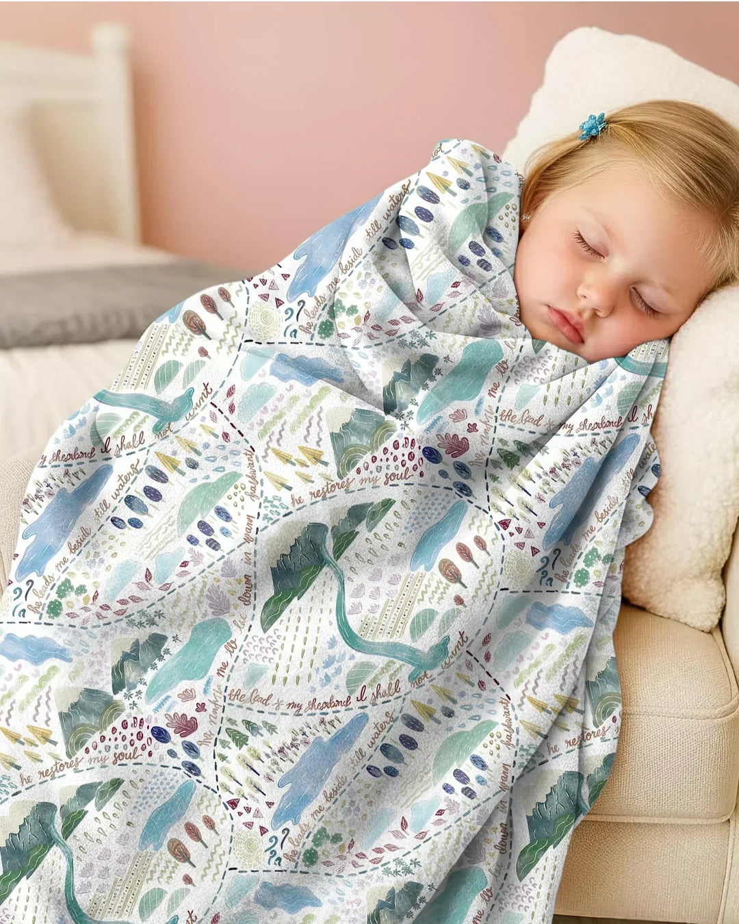Whimsical Psalms 23 Map Bamboo Blanket