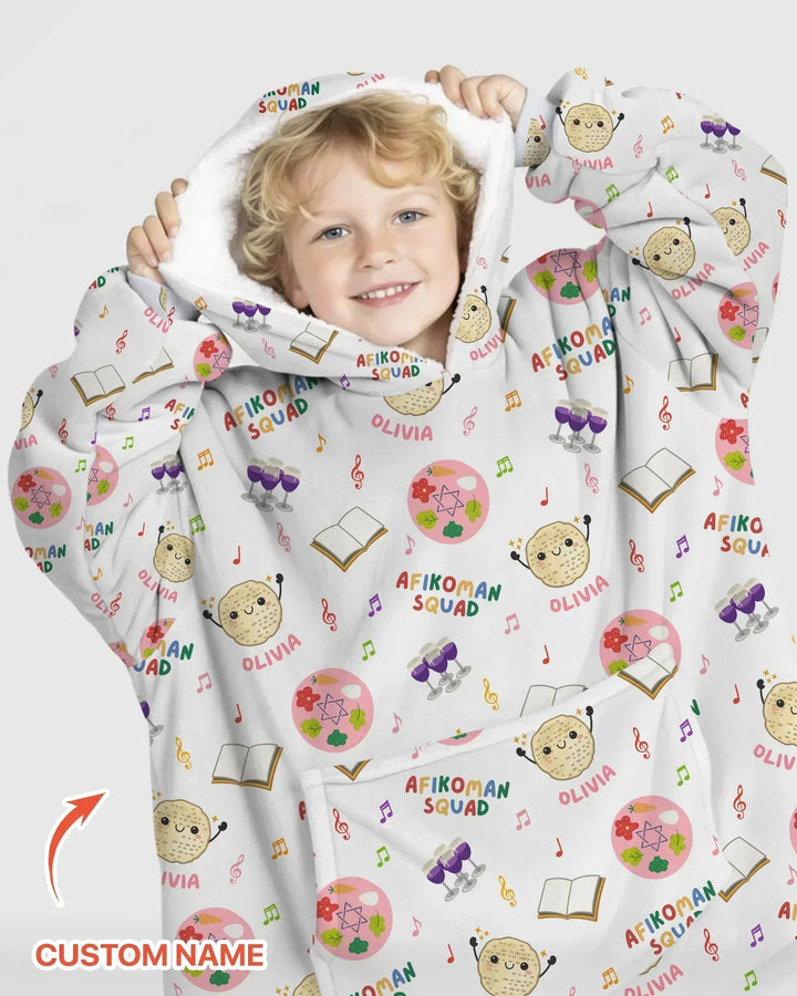 Custom Name Passover Afikoman Squad Bamboo Blanket Hoodie
