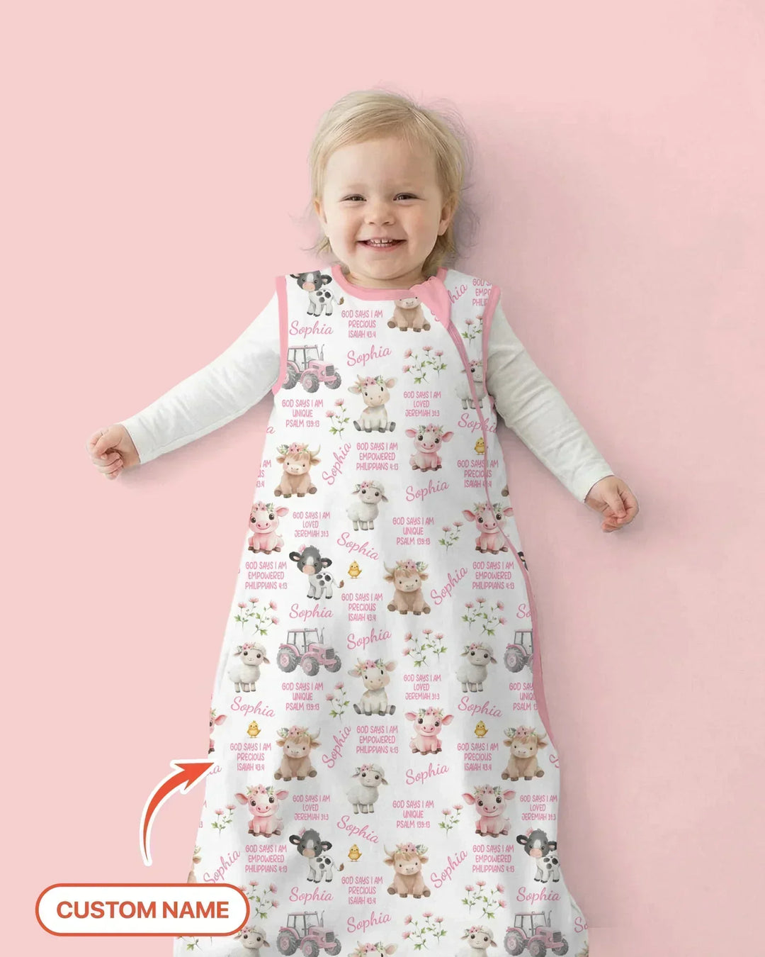 Custom Name God Says I Am Farm Animals Bamboo Sleep Bag