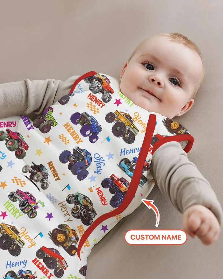 Monster Truck Custom Name Bamboo Sleep Bag