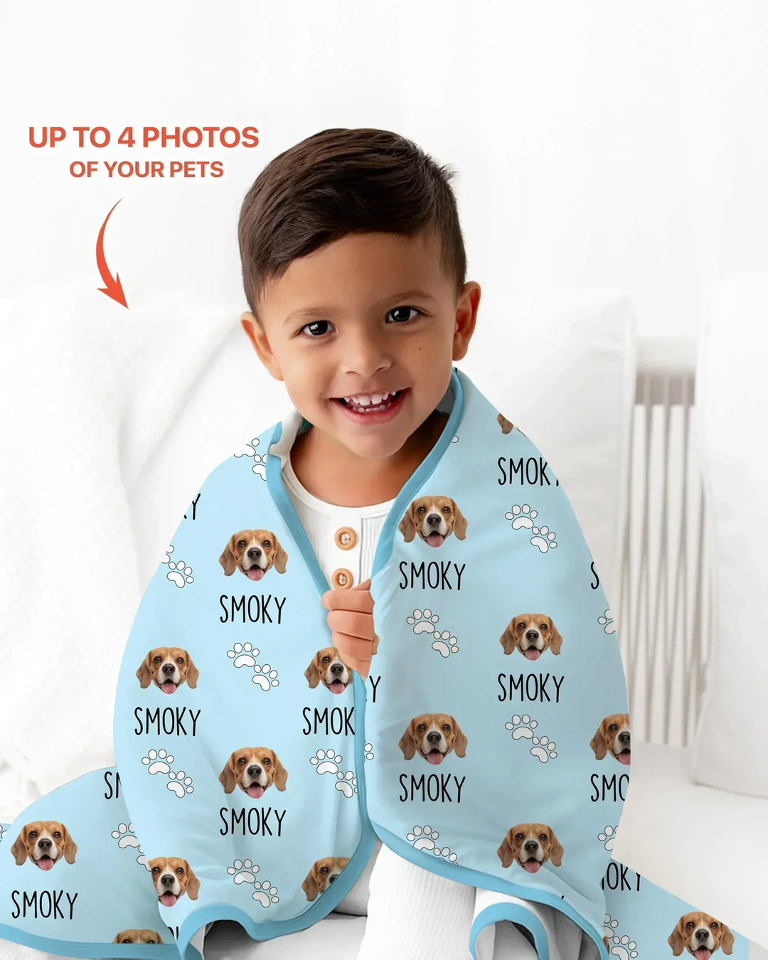 Custom Name and Pet Photos Bamboo Blanket