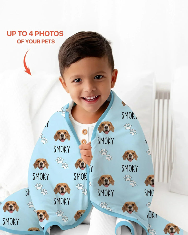 Custom Name and Pet Photos Bamboo Blanket
