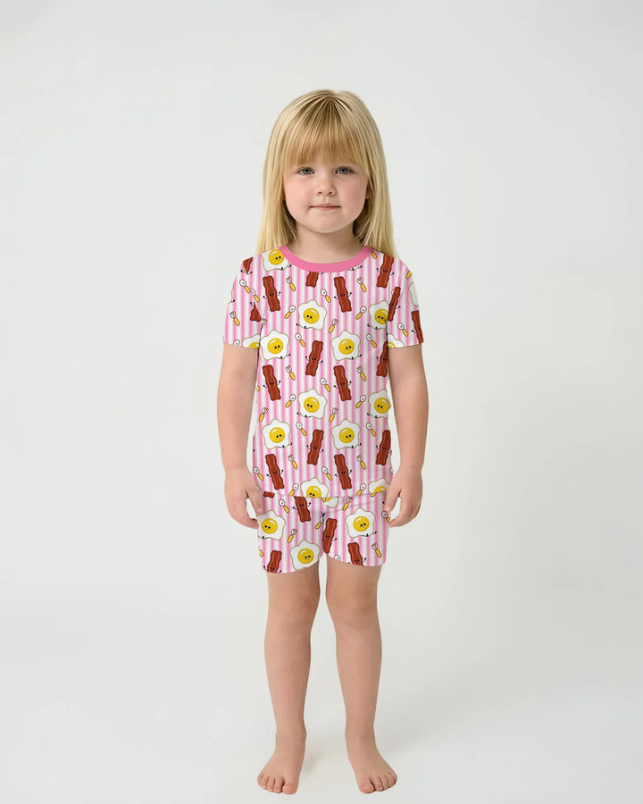 Breakfast Club Bamboo Two Piece Short Sleeve Shorts Pajama Set