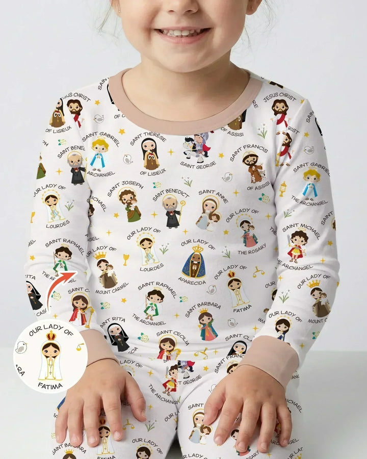 Pray For Us Family Matching Bamboo Two Piece Long Sleeve Pajama Set